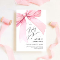 Elegant Pink Coquette Bow Baby Shower Girl