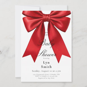 Elegant Pink Coquette Bow Baby Shower Girl Invitation