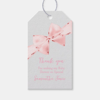 Elegant Pink Coquette Bow Girl Baby Shower Gift Tags