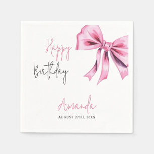Elegant Pink Coquette Bow Sweet 16 Birthday Napkin