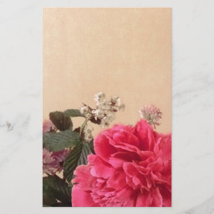 Elegant Pink Cream Floral Stationery