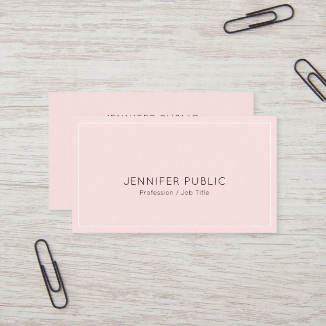 Elegant Pink Creative Design Professional Plain Business Card (Front/Back In Situ)