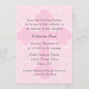 Elegant Pink Cross Custom Baptism Invitation