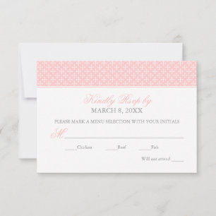 Elegant Pink Cross Pattern Baby Girl Baptism RSVP Card