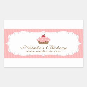 Elegant Pink Cupcake Bakery Decor Rectangular Sticker