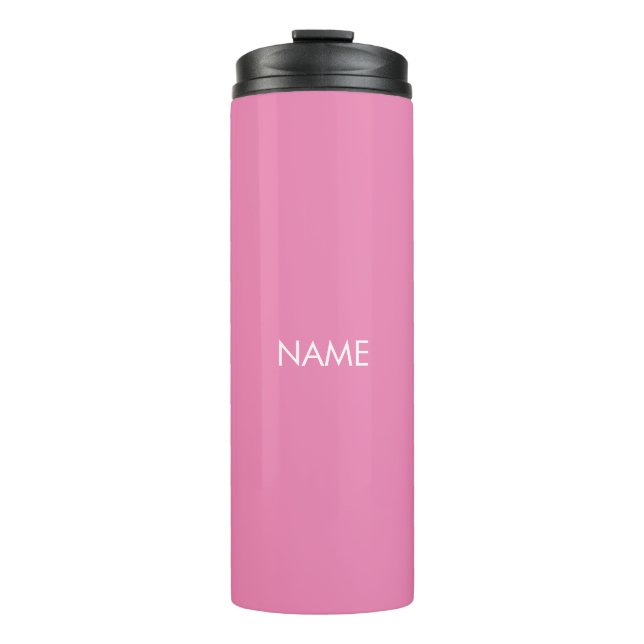 Elegant pink custom name text monogram modern thermal tumbler (Front)