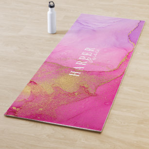 Elegant Pink  Custom Name  Yoga Mat