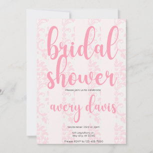 Elegant Pink Damask Bridal Shower Invitation