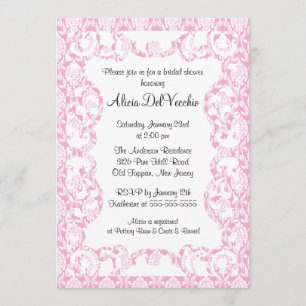 Elegant Pink Damask Bridal Shower Invitation