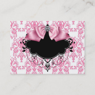 Elegant Pink Damask Business Card