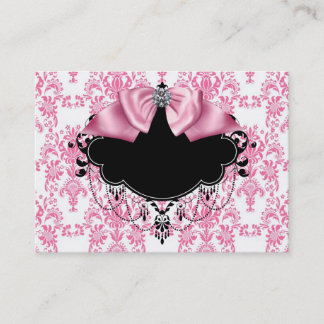 Elegant Pink Damask Business Card