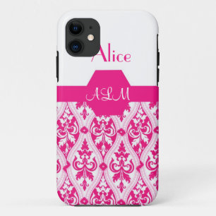 Elegant pink damask iPhone 11 case