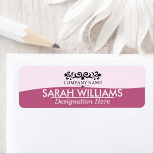 Elegant Pink Damask Company Name Return Address  Label