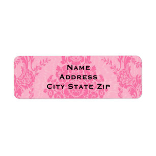 Elegant pink damask return address label