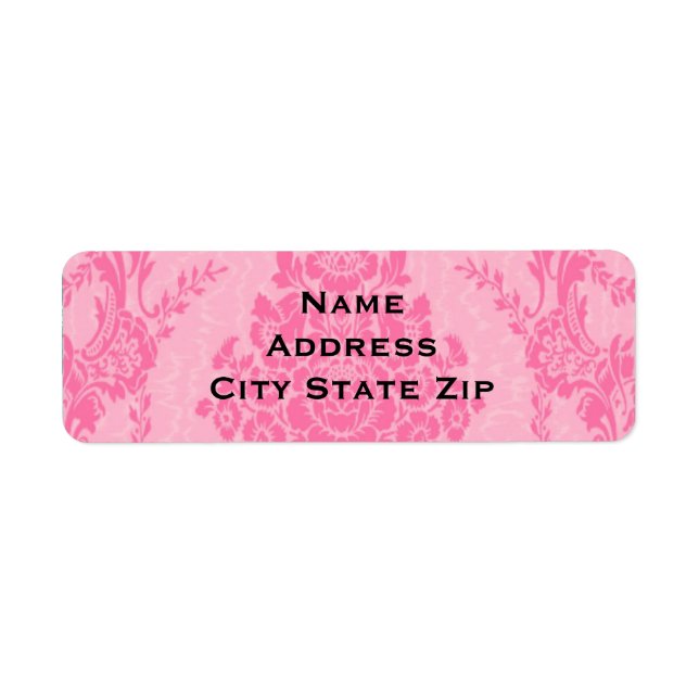 Elegant pink damask return address label (Front)