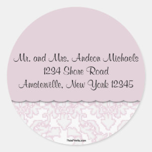 Elegant Pink Damask Return Address Sticker