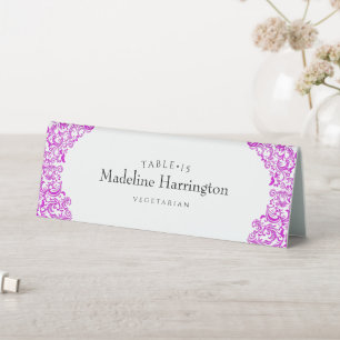 Elegant Pink Damask Wedding Place Card