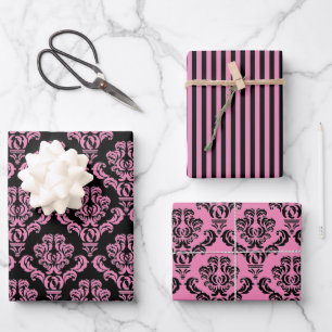 Elegant Pink Damask Wrapping Paper Sheet