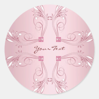 Elegant Pink Decorative Classic Round Sticker