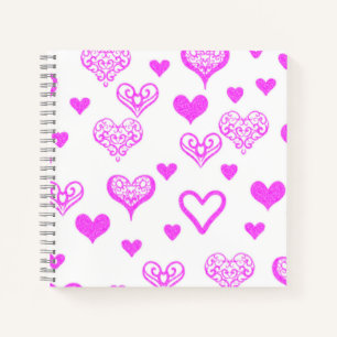 Elegant Pink Decorative Heart Pattern Journal