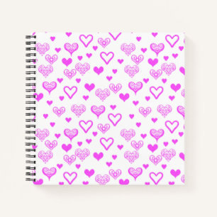 Elegant Pink Decorative Hearts Pattern Fine Art Notebook