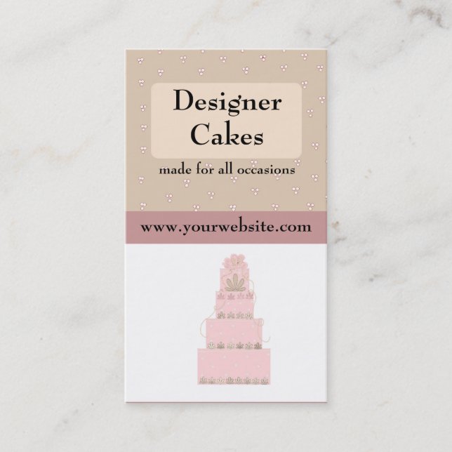 Elegant Pink  Designer Cake Business Card (Front)