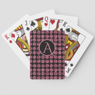 Elegant Pink Diamond Gems Sparkle Flashy Initial Playing Cards