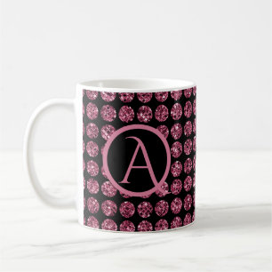 Elegant Pink Diamond Gems Sparkle Monogram Initial Coffee Mug