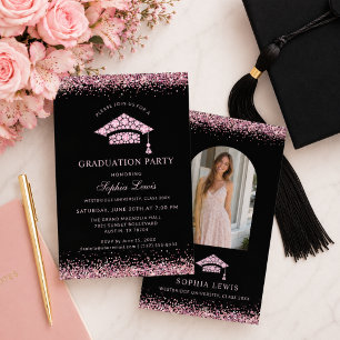 Elegant Pink Diamond Graduation Party Invitation