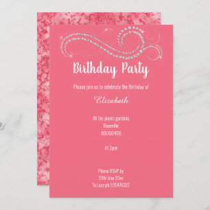 ELEGANT PINK DIAMOND MARBLE BIRTHDAY PARTY INVITATION