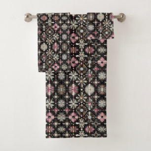 Elegant Pink Diamond Mid Century Modern Towel Set