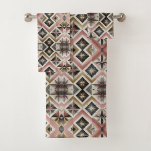 Elegant Pink Diamond Mid Century Modern Towel Set