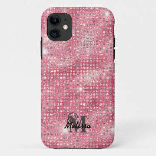 Elegant Pink Diamond Studded Pattern  iPhone 11 Case