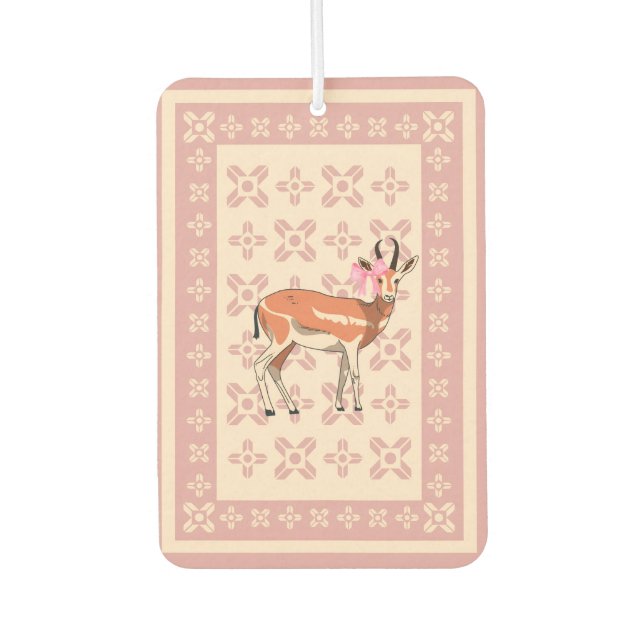 Elegant Pink Doe-patterned Christmas  Car Air Freshener (Front)