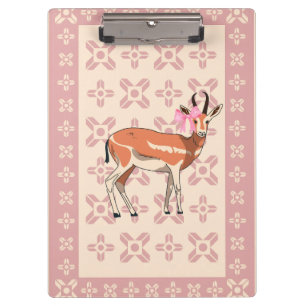Elegant Pink Doe-patterned Christmas  Clipboard