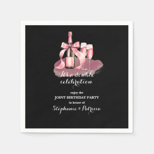 Elegant Pink Double Celebration Joint Birthday Napkin