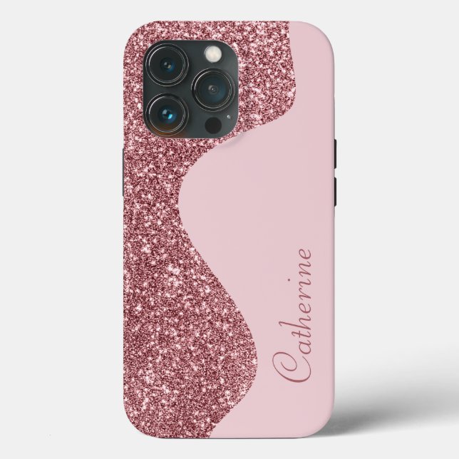 Elegant Pink Drip Glitter Custom Personalise Name Case-Mate iPhone Case (Back)