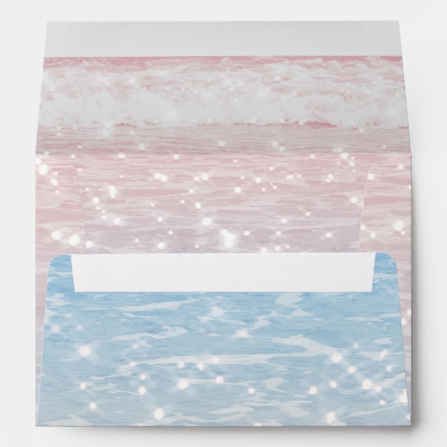 Elegant Pink Dusty Blue Shimmer Ocean Waters  Envelope (Back (Bottom))