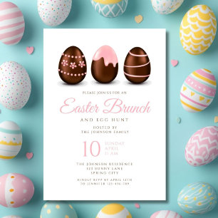 Elegant Pink Egg Easter Brunch  Invitation