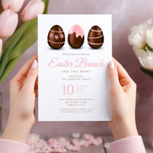 Elegant Pink Egg Easter Brunch  Invitation
