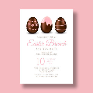 Elegant Pink Egg Easter Brunch  Invitation