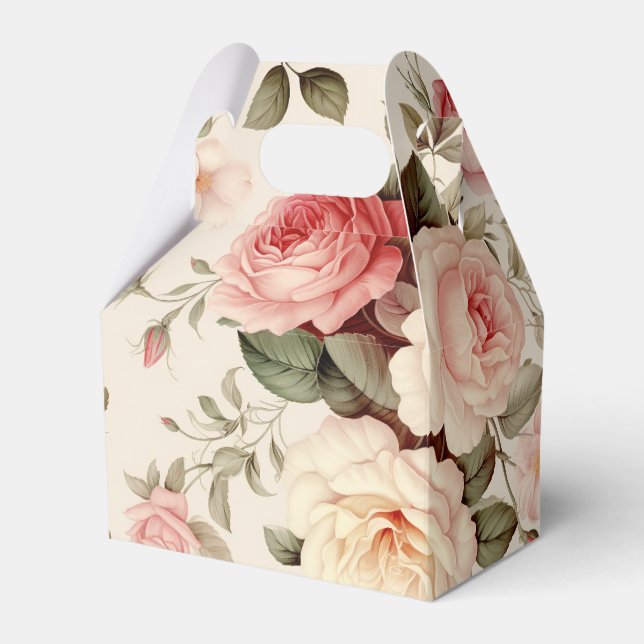 Elegant Pink English Roses Favour Box (Front Side)