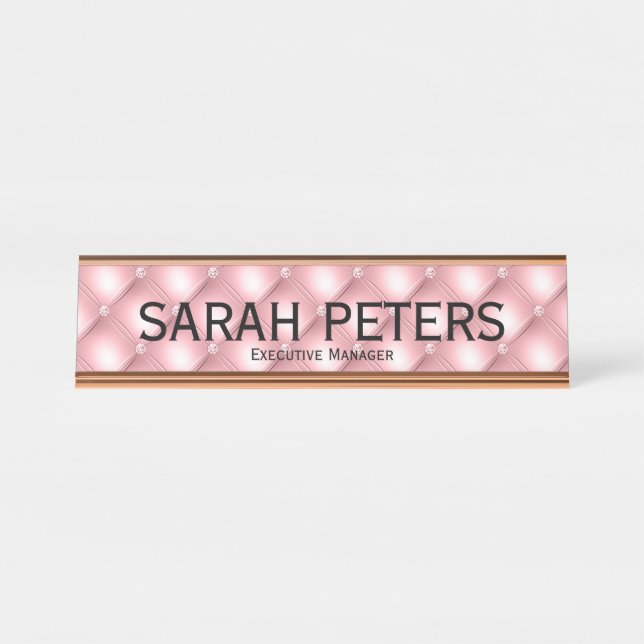 Elegant Pink Executive Manager Desk Name Plate (Front)