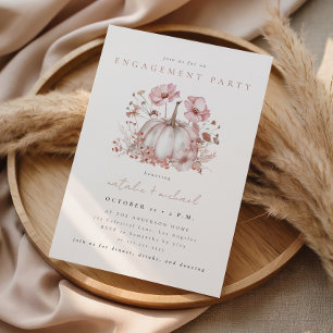 Elegant Pink Fall Pumpkin Engagement Party Invitation