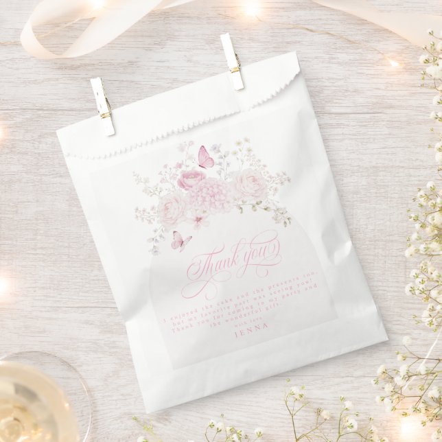 Elegant Pink Fancy One 1st Birthday Party Favour Bag (Clipped)
