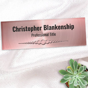 Elegant Pink Faux Metallic Personalised Black Text Name Tag