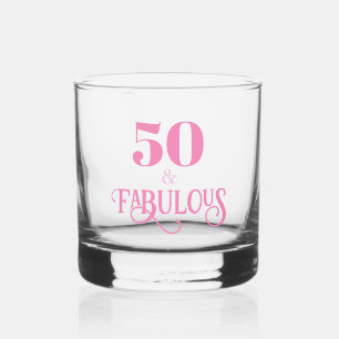 Elegant Pink Fifty and Fabulous Whiskey Glass