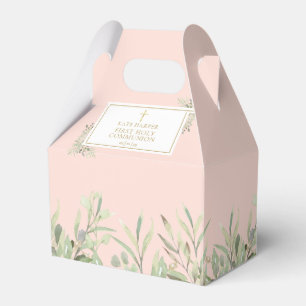 Elegant Pink First Holy Communion Greenery Favour  Favour Box
