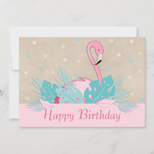 Elegant Pink Flamingo and Tropical Leaves