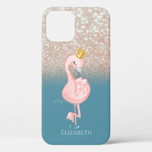 Elegant Pink Flamingo Crown Princess,Bokeh iPhone 12 Case